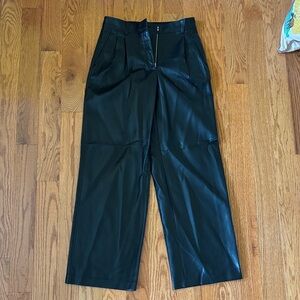 Aritzia Babaton Black Vegan Leather Pleated Pant